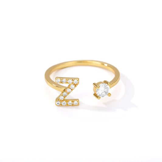 Tiny Initial Ring for Women - A-Z 26 Letter Rings, Adjustable and Fashionable