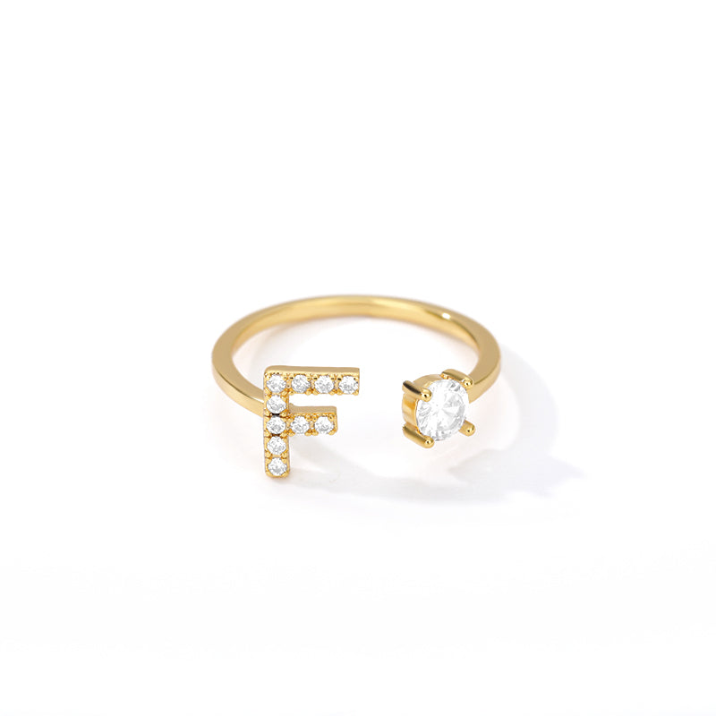 Tiny Initial Ring for Women - A-Z 26 Letter Rings, Adjustable and Fashionable