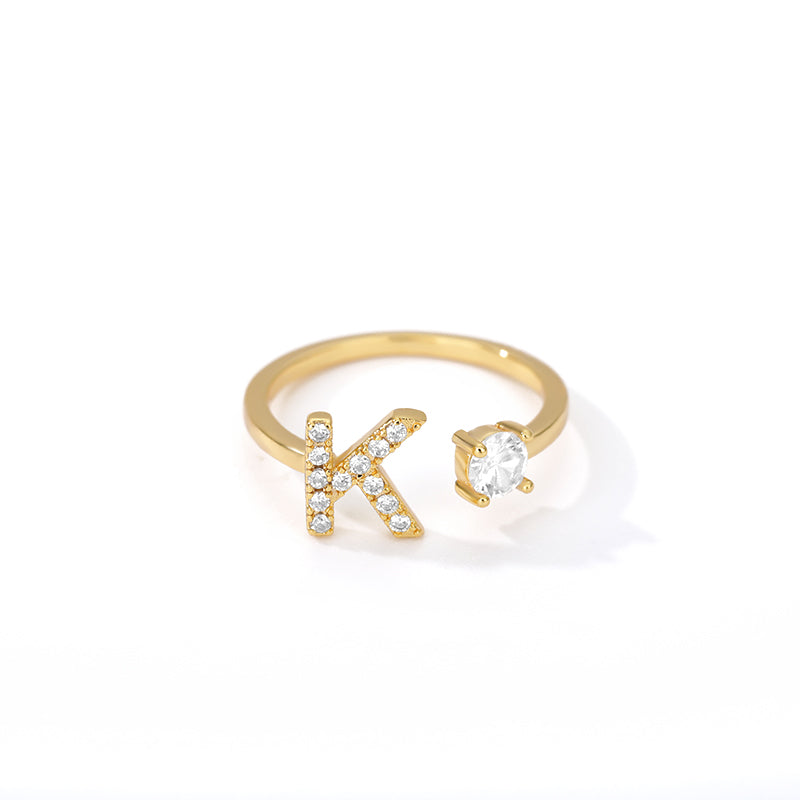 Tiny Initial Ring for Women - A-Z 26 Letter Rings, Adjustable and Fashionable