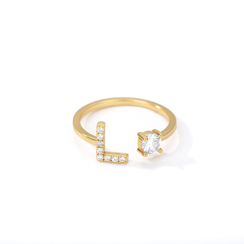 Tiny Initial Ring for Women - A-Z 26 Letter Rings, Adjustable and Fashionable