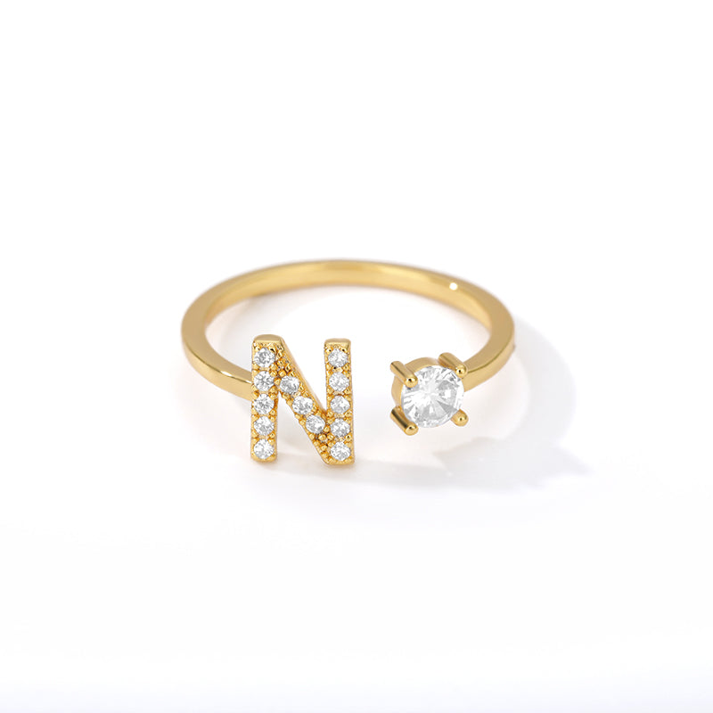 Tiny Initial Ring for Women - A-Z 26 Letter Rings, Adjustable and Fashionable