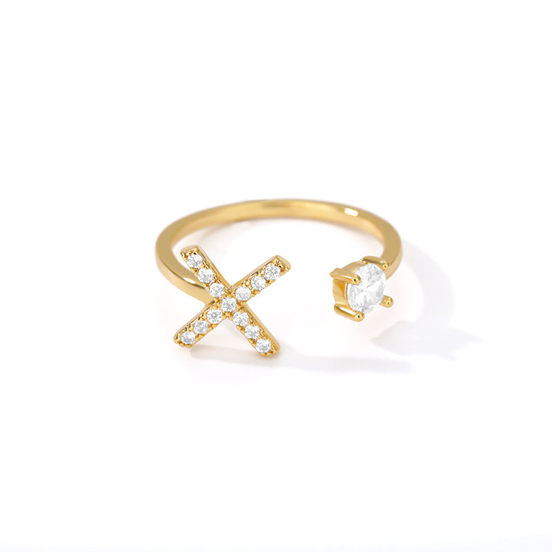 Tiny Initial Ring for Women - A-Z 26 Letter Rings, Adjustable and Fashionable