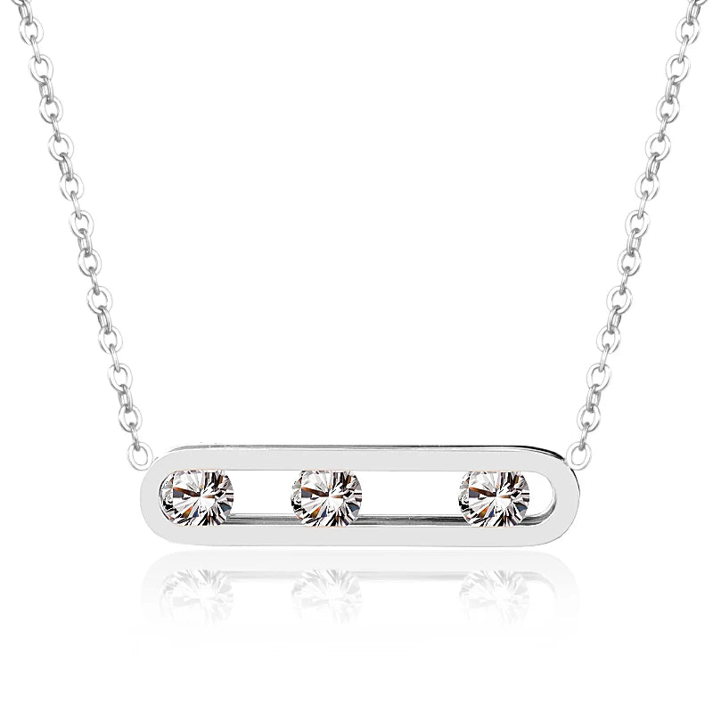 Minimalist zircon pendant necklace 18K gold plated clavicle style