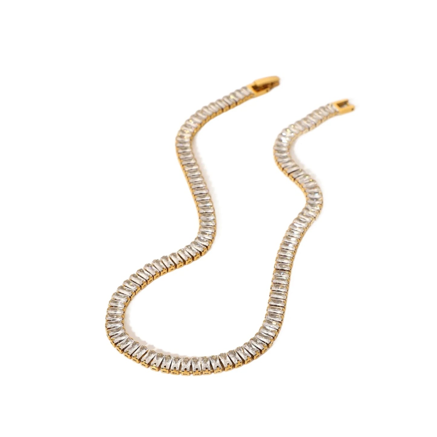 18K gold plated stainless steel zircon choker necklace elegant style