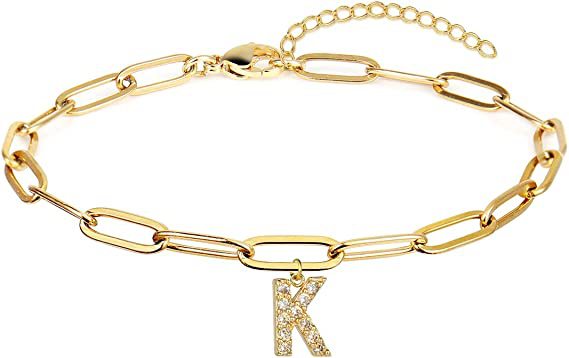 Stainless steel gold-plated bracelet featuring an initial letter charm, a perfect blend of timeless style and personalized elegance