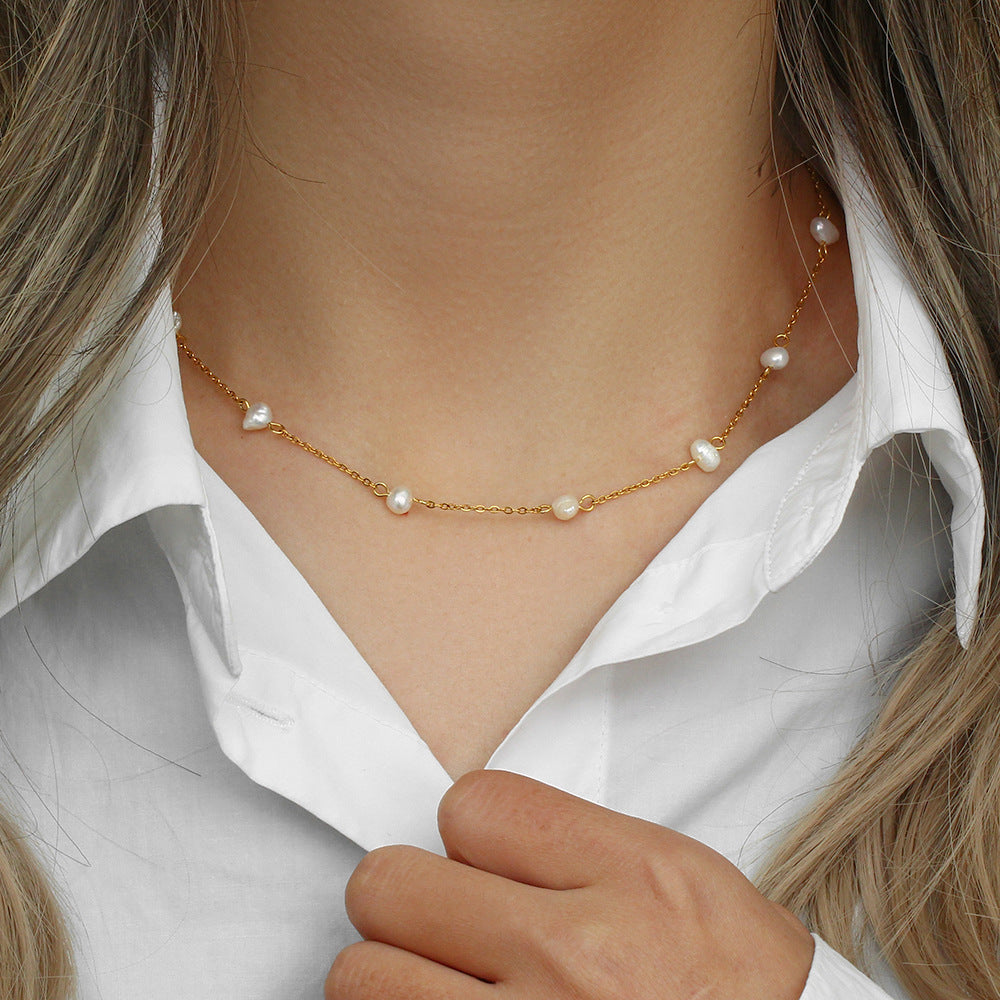 Satellite Pearl Gold Necklace