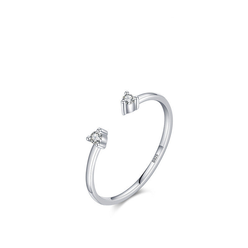 Elegant geometric design ring with zircon stone in sterling silver