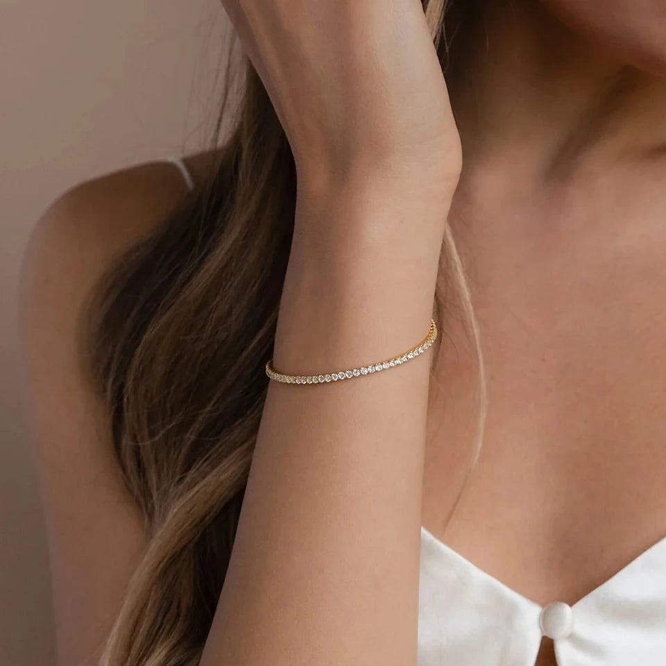 Stainless steel zircon tennis bracelet for women bridal jewelry