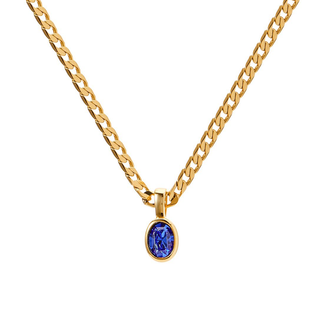 Durable stainless steel necklace with oval crystal stone