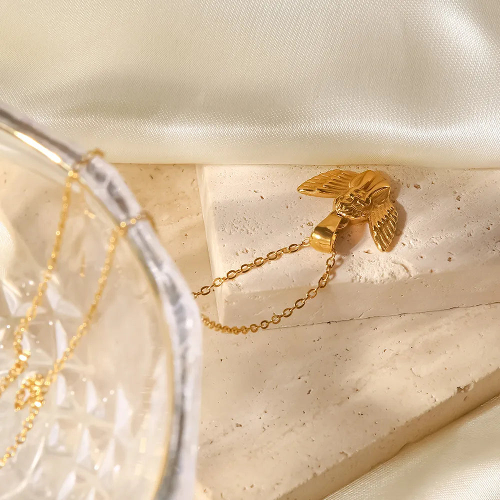 Durable gold plated angel emblem necklace celestial design 7