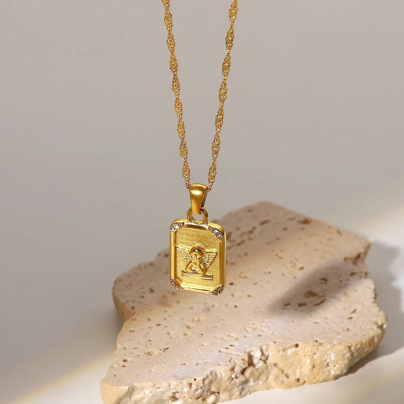 Durable stainless steel angel wings pendant necklace tarnish resistant