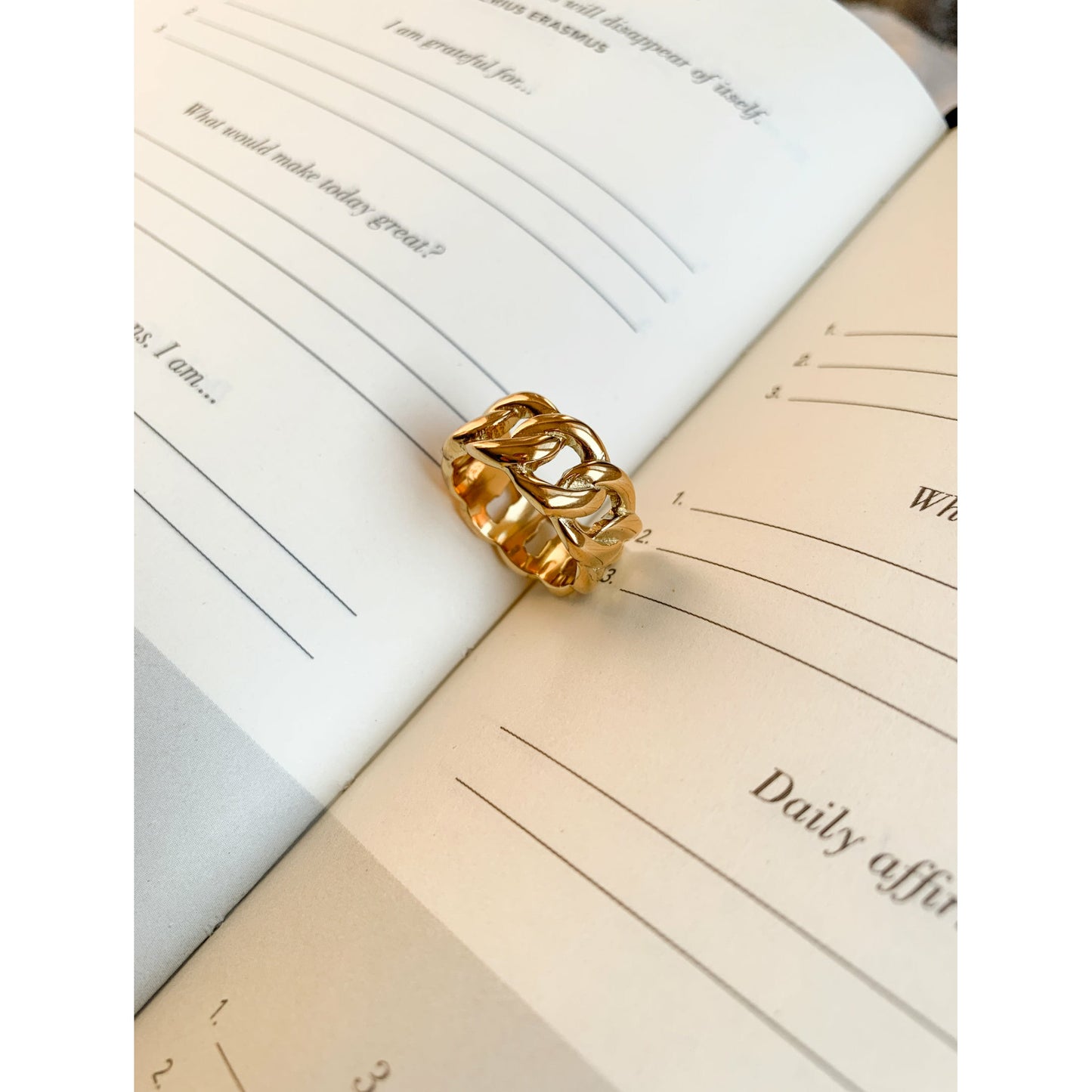 Bold urban style Cuban chain ring crafted for women