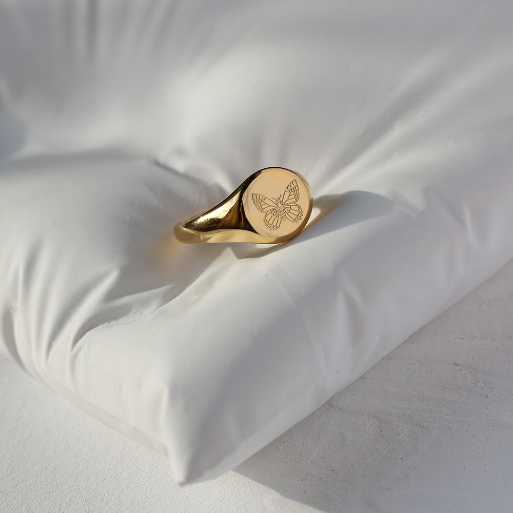 Women’s butterfly ring gold plated stainless steel statement piece