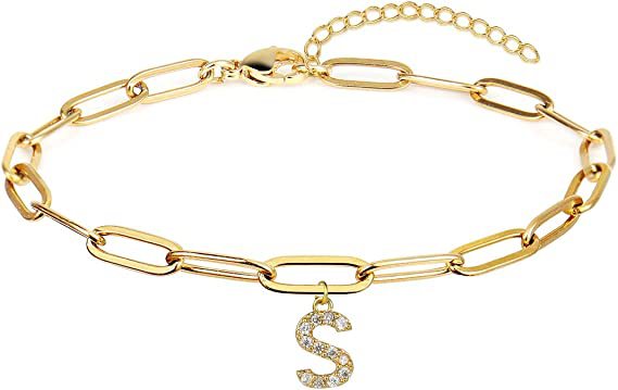 Stainless steel gold-plated bracelet featuring an initial letter charm, a perfect blend of timeless style and personalized elegance