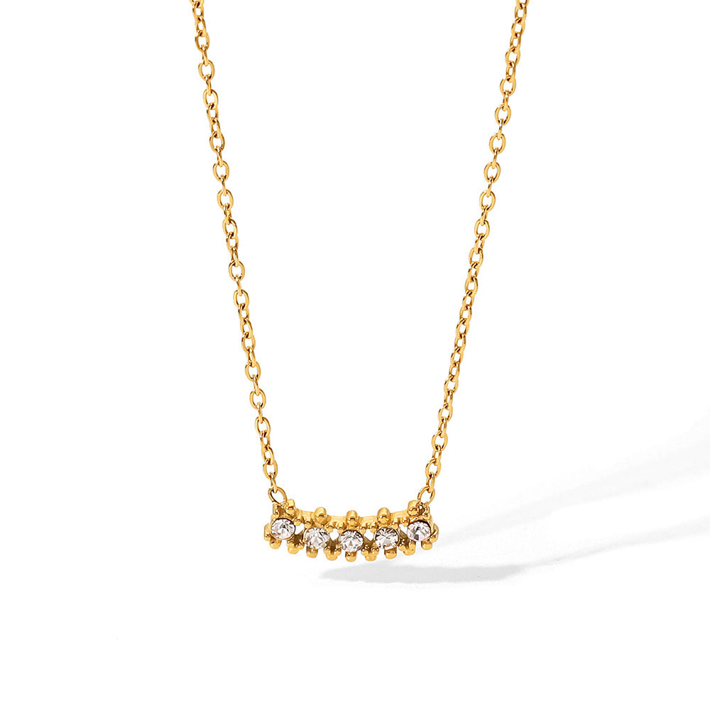 Timeless dainty pendant crafted with white zircon stones