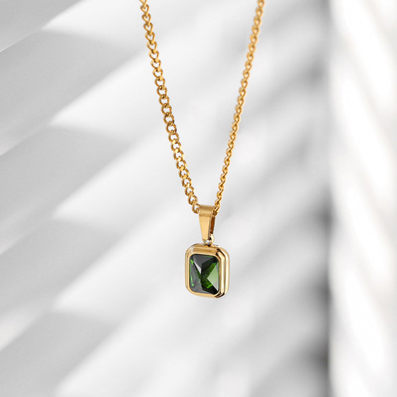 Durable stainless steel necklace with gemstone pendant