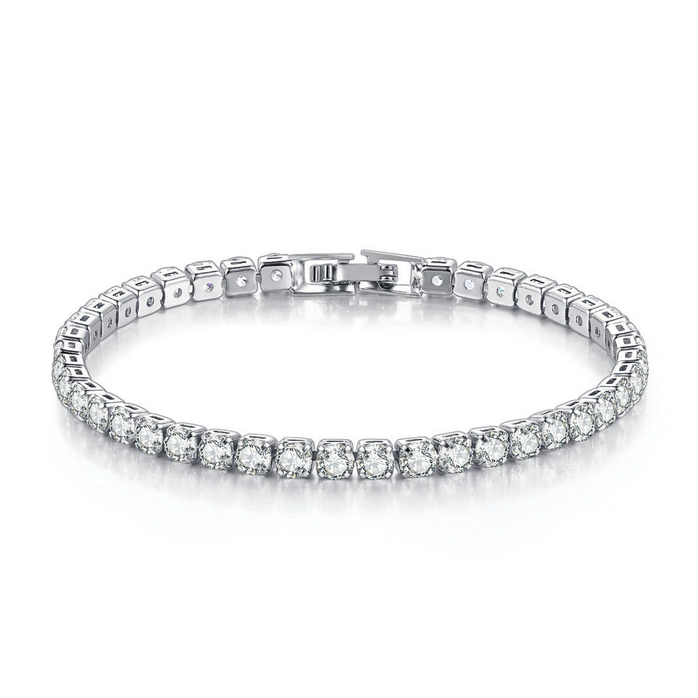Timeless tennis chain bracelet with round zircon gemstones