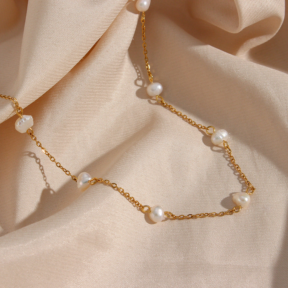 Satellite Pearl Gold Necklace