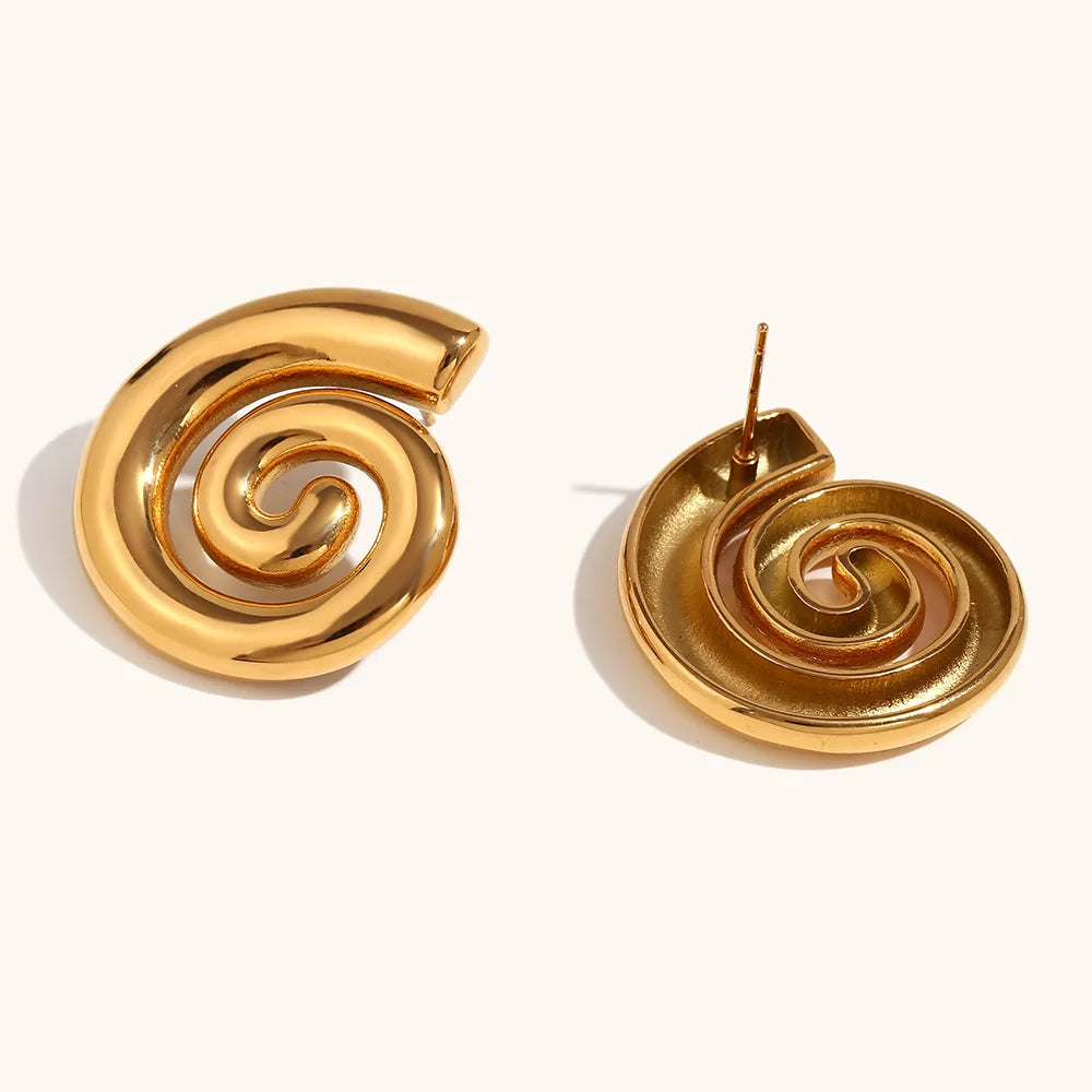 Women’s gold plated stud earrings modern geometric stainless steel