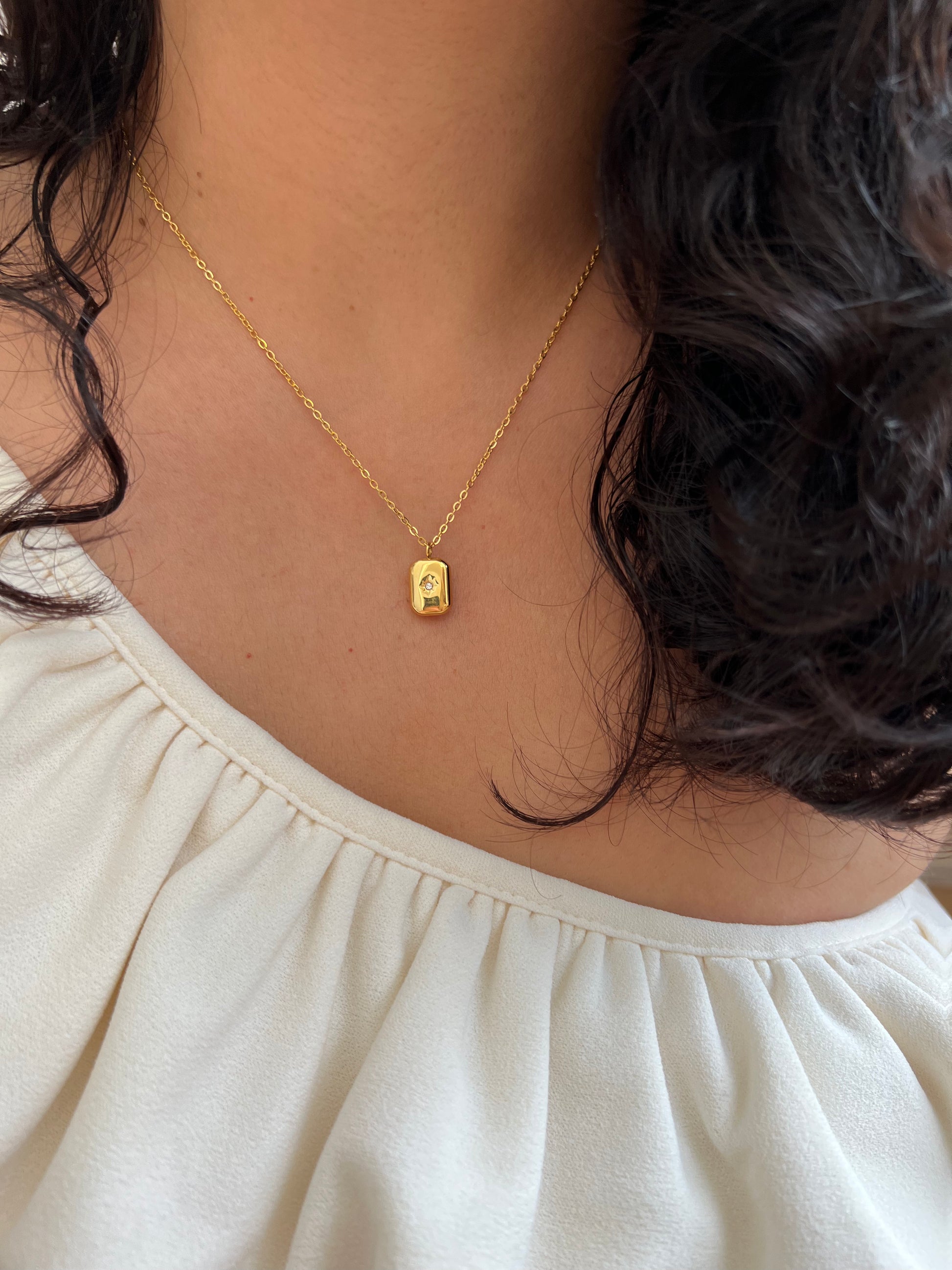 Statement cube pendant necklace diamond effect clavicle jewelry