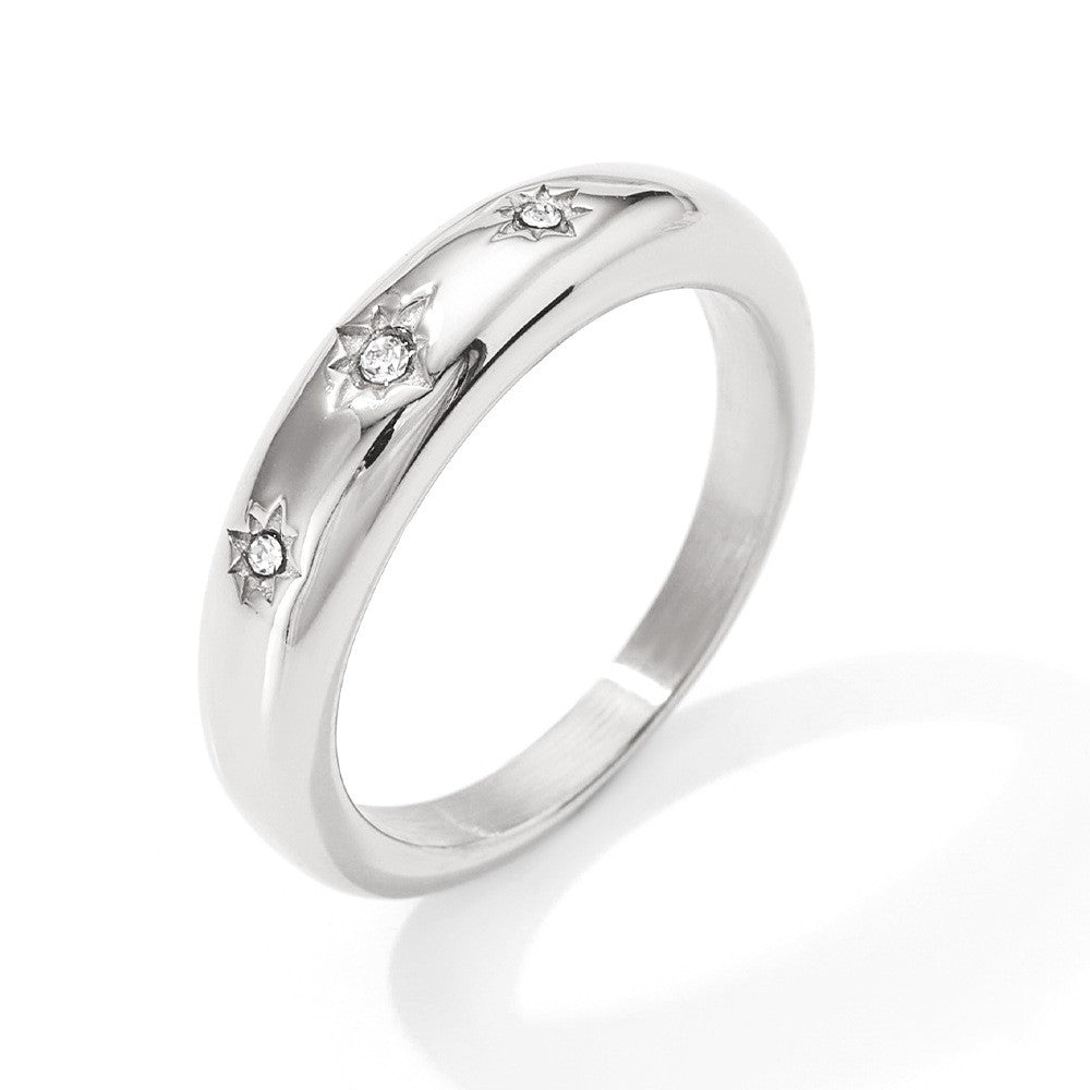 Elegant gold plated stainless steel starburst ring minimalist design