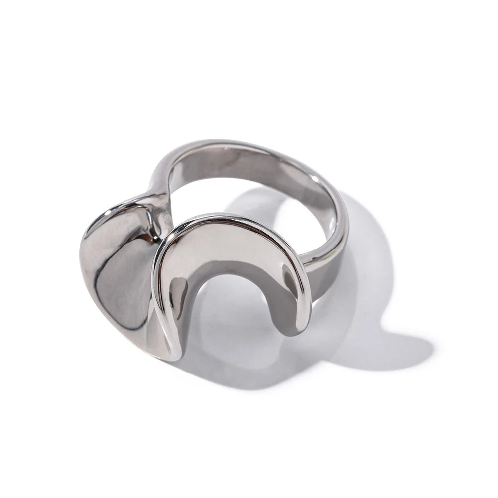 Intricate ruffled design ring crafted in stainless steel gold plated