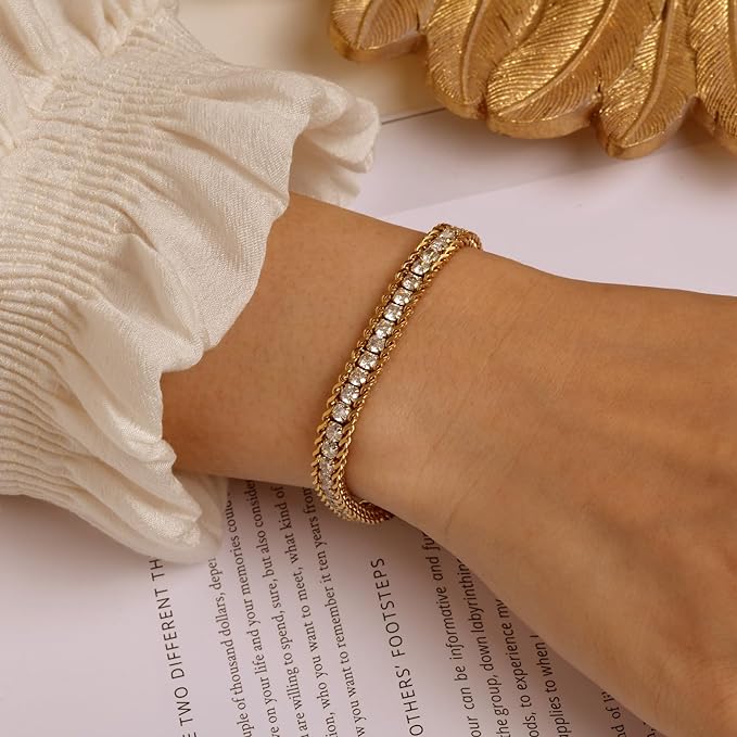 Women’s fashion jewelry zircon chain bracelet stainless steel