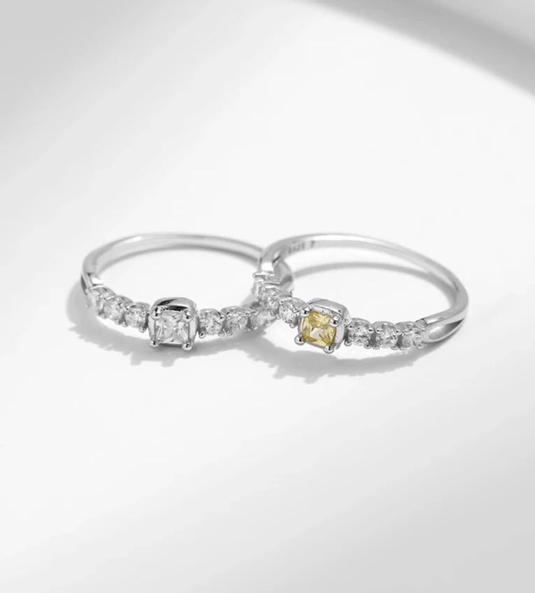 S925 sterling silver sugar cube ring dainty women’s jewelry