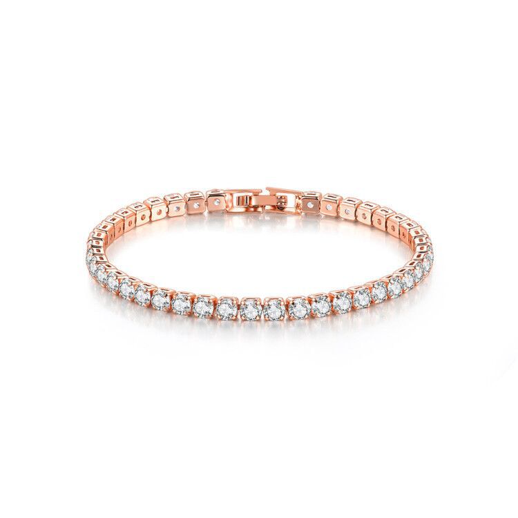 Classic full diamond look tennis chain bracelet with zircon stones