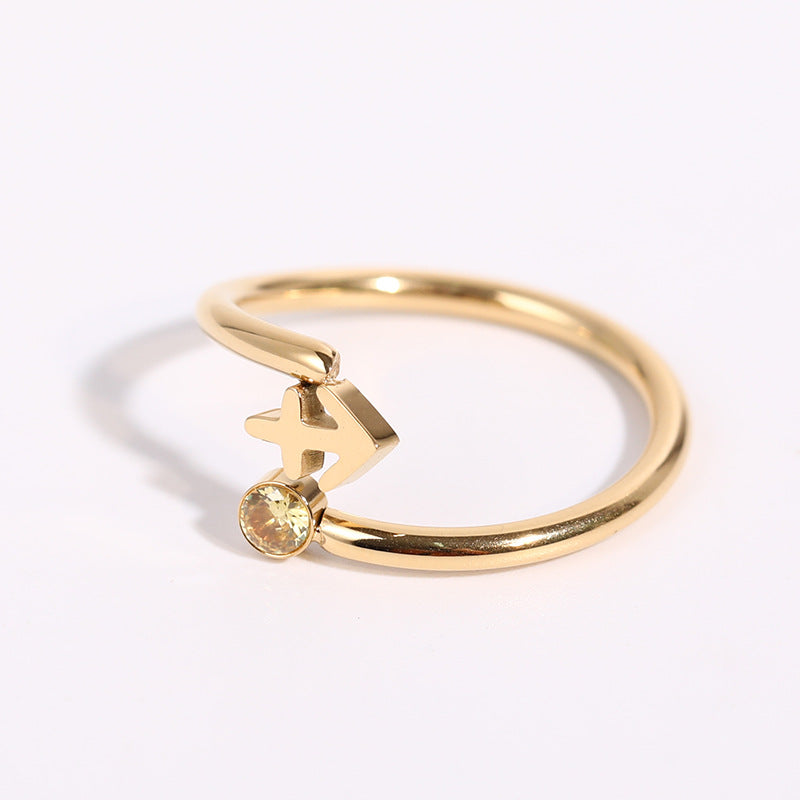 Evergreen zircon stainless steel ring elegant women’s jewelry