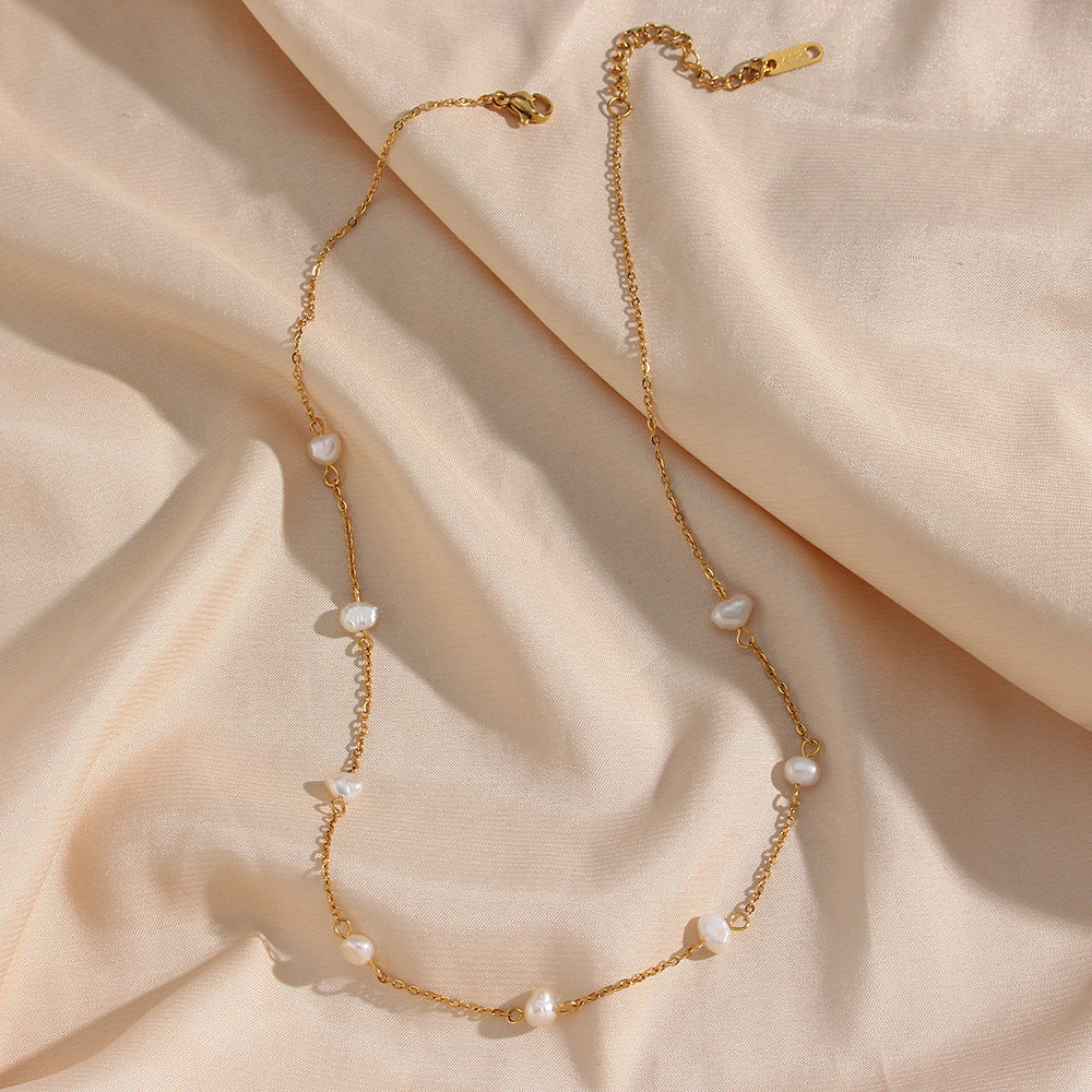 Satellite Pearl Gold Necklace
