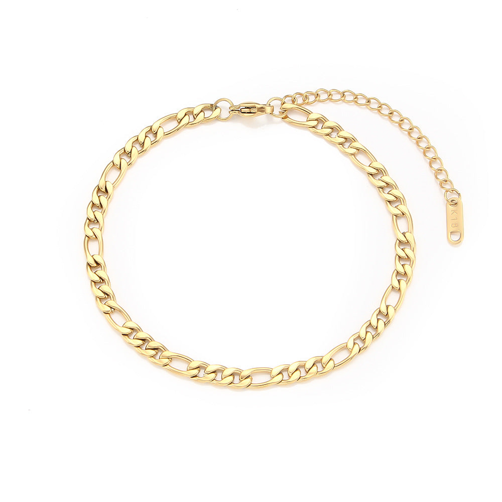 Figaro bracelet and necklace set 18K gold plated stainless steel