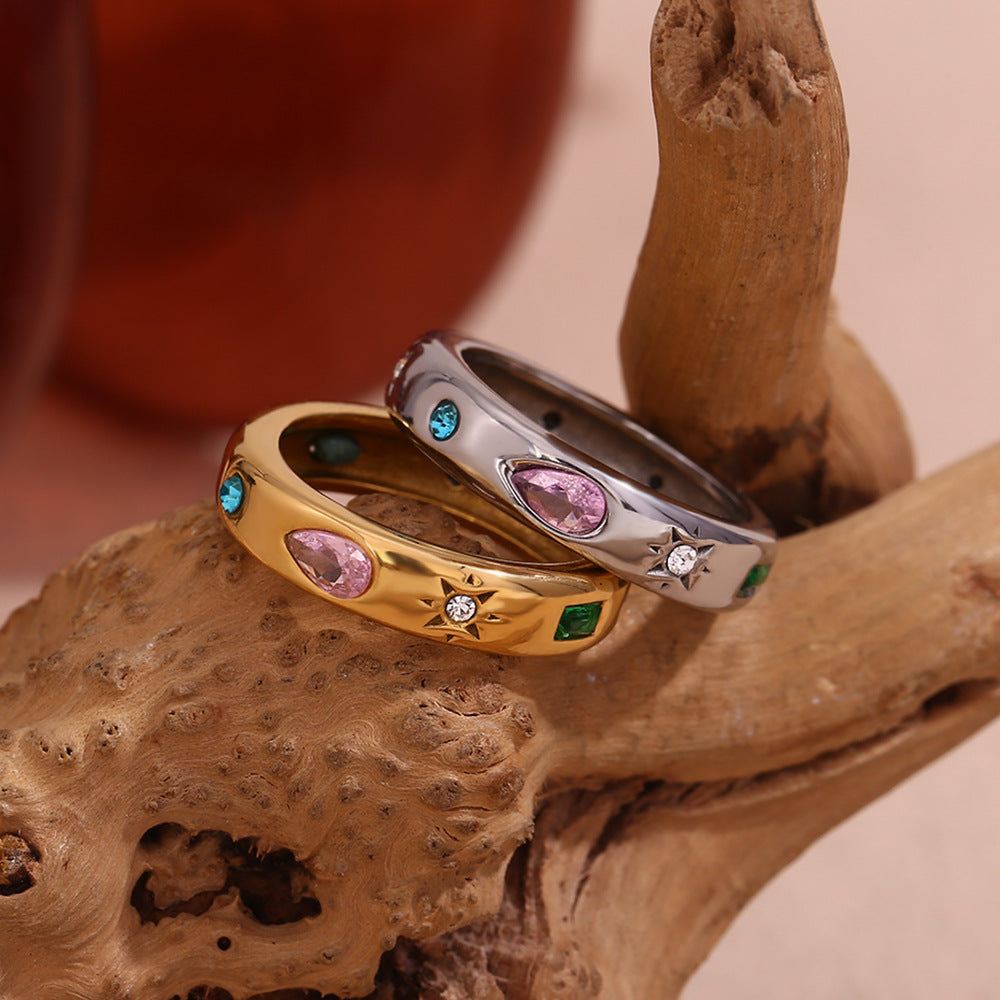 Goccia Color Zircon Ring with colorful zircon stones, view 7 | PURAJOIA