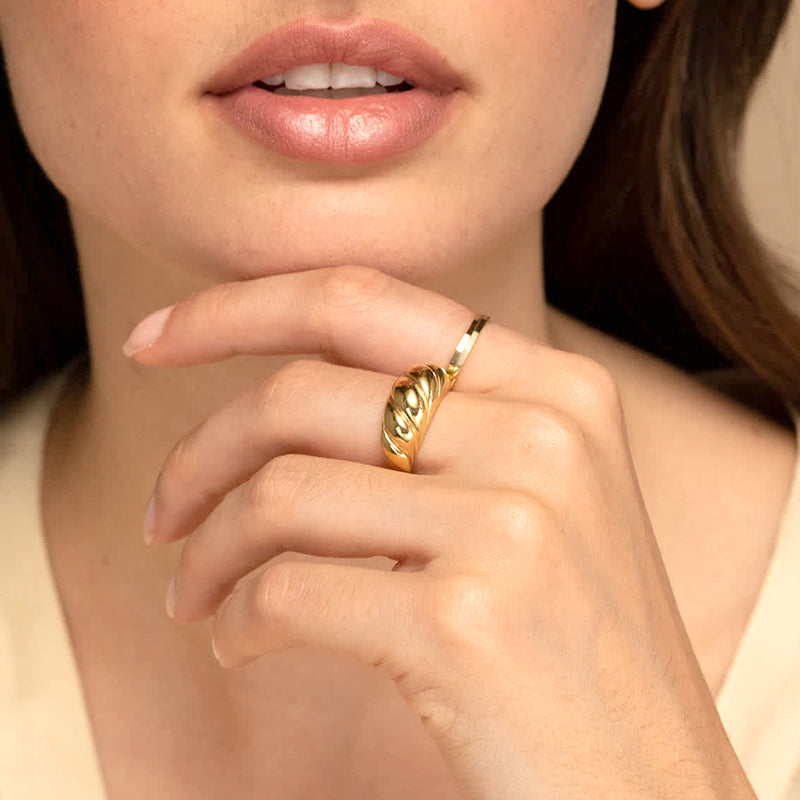 Timeless women’s ring gold croissant dome design minimalist jewelry