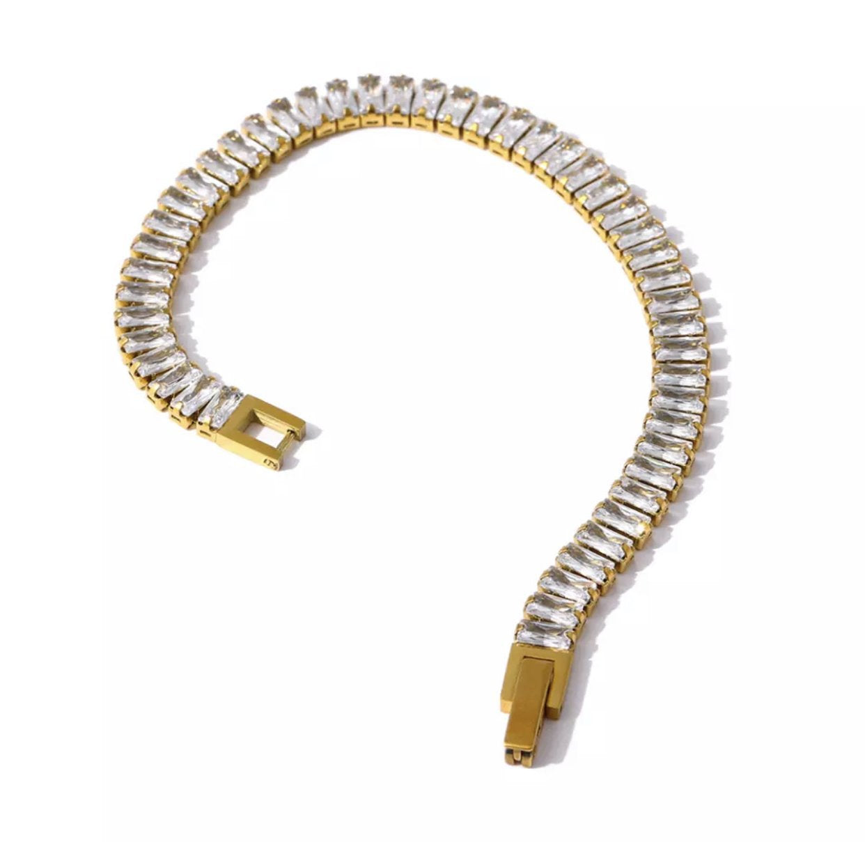 Gold bracelet with diamonds and cubic zirconia elegant women’s jewelry
