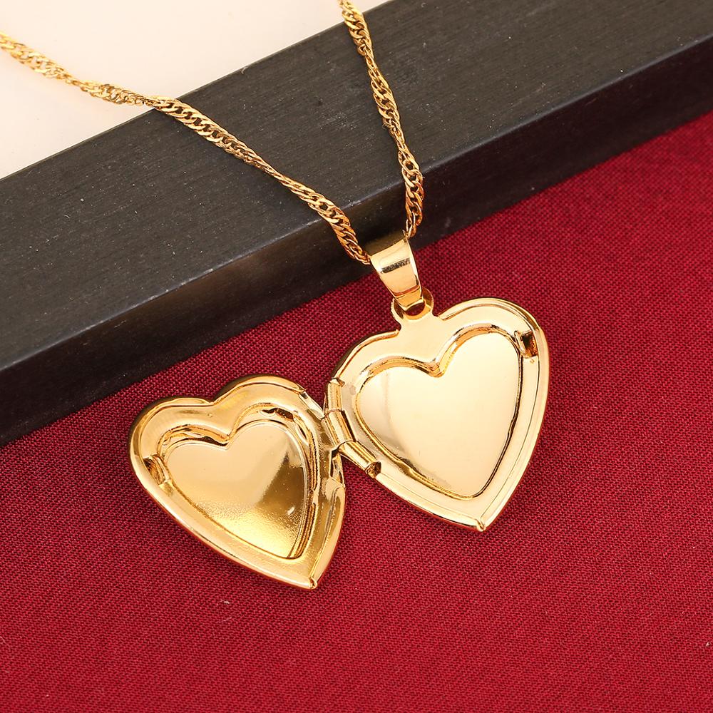 Sentimental stainless steel heart locket necklace gold finish