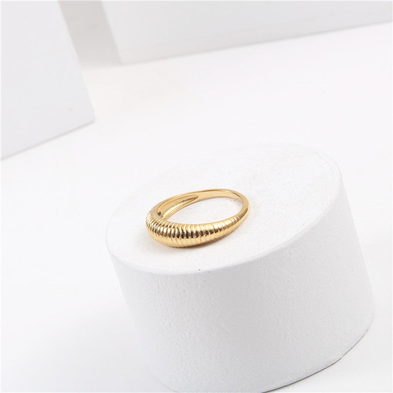 Gold plated stainless steel ring for women minimalist jewelry