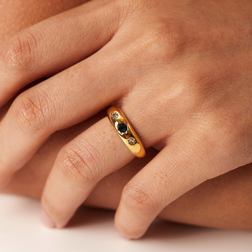 Bold yet minimal croissant ring crafted in gold plated stainless steel, designed to shine everyday