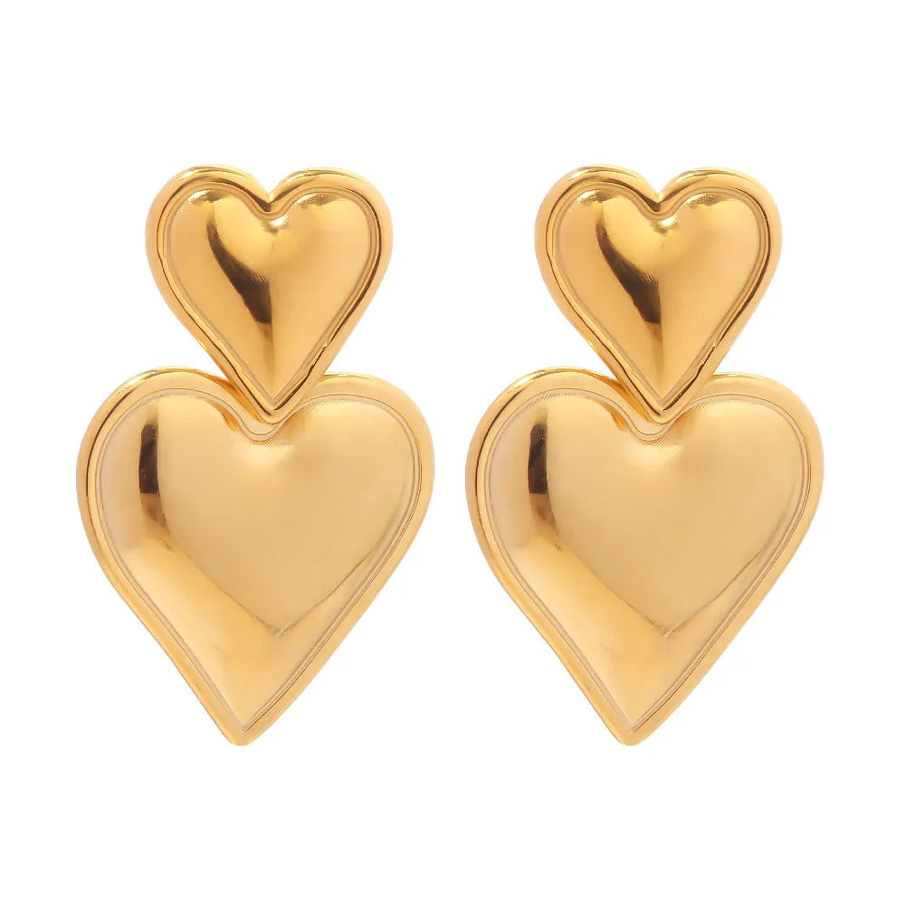 Stainless steel heart-shaped pendant earrings women’s elegant jewelry