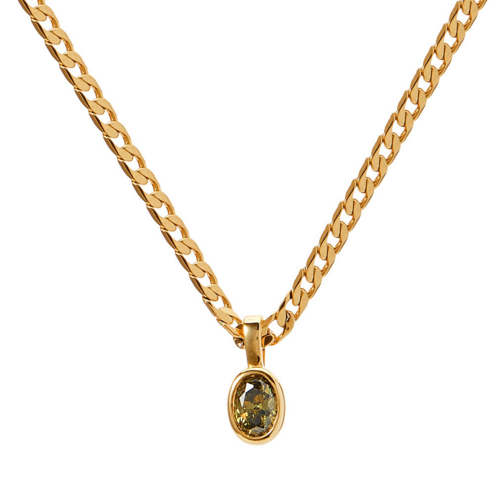 Chic stainless steel pendant necklace with oval crystal design