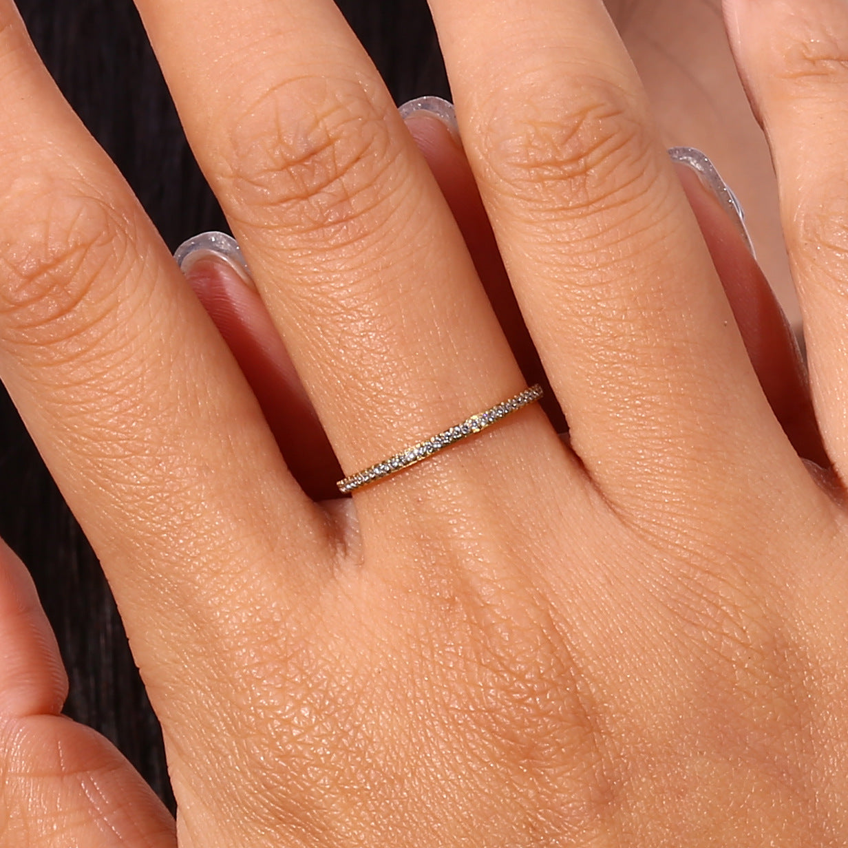 Timeless petite crystal round rings crafted in stainless steel gold