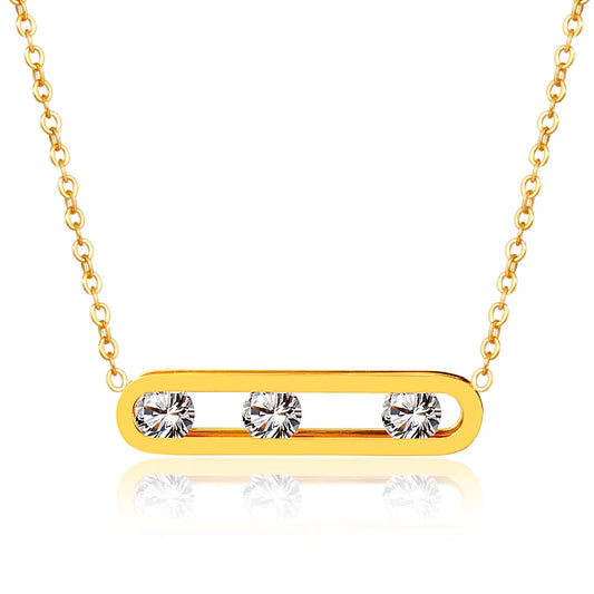 Rectangular zircon clavicle chain necklace 18K gold plated