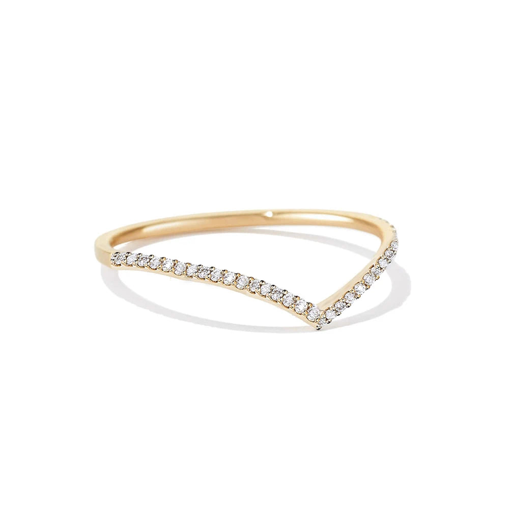 S925 sterling silver V-shaped moissanite rhinestone ring for women jewelry