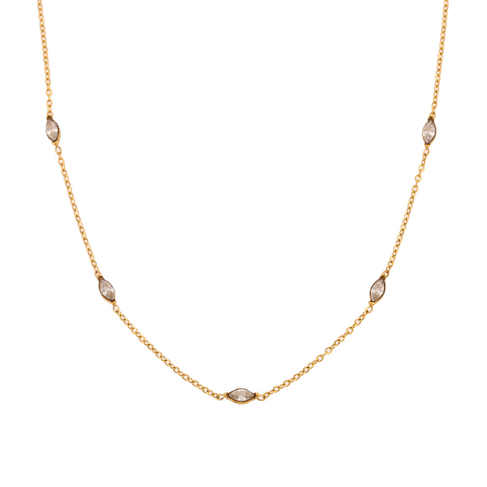18K gold plated zircon necklace minimalist women’s fashion jewelry
