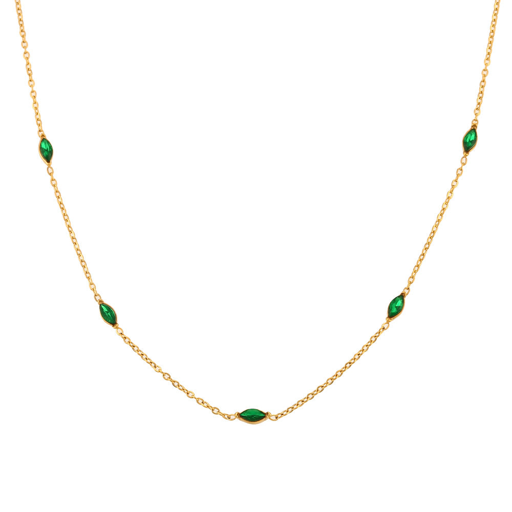 Simple zircon necklace 18K gold plated stainless steel elegant style