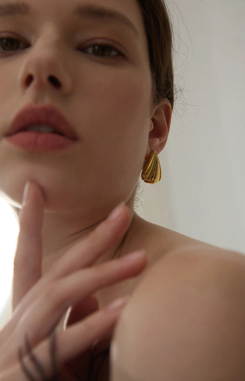 Polished finish Sofia Earrings reflecting light