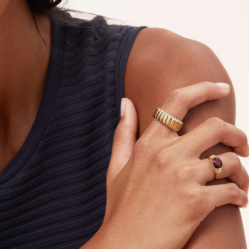 Stainless steel band ring for women minimalist waterproof handmade jewelry