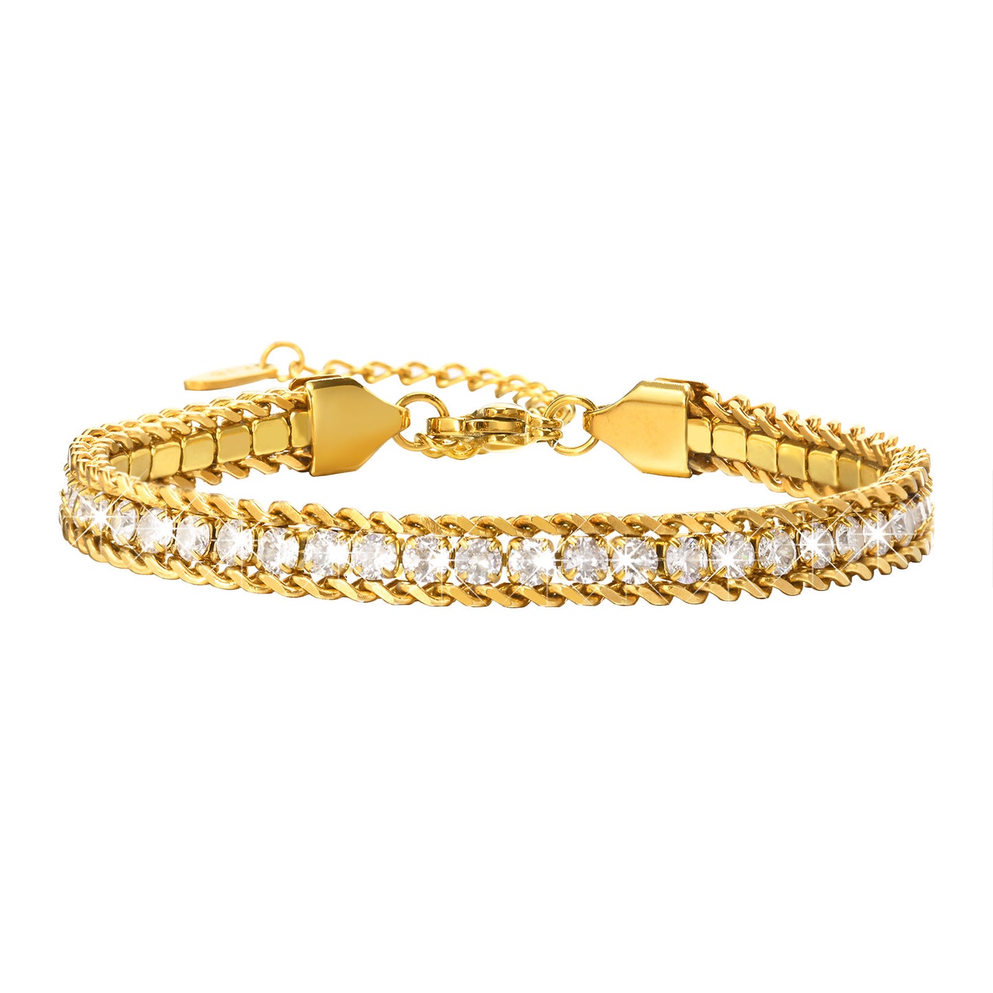Stainless steel chain zircon bracelet timeless women’s jewelry