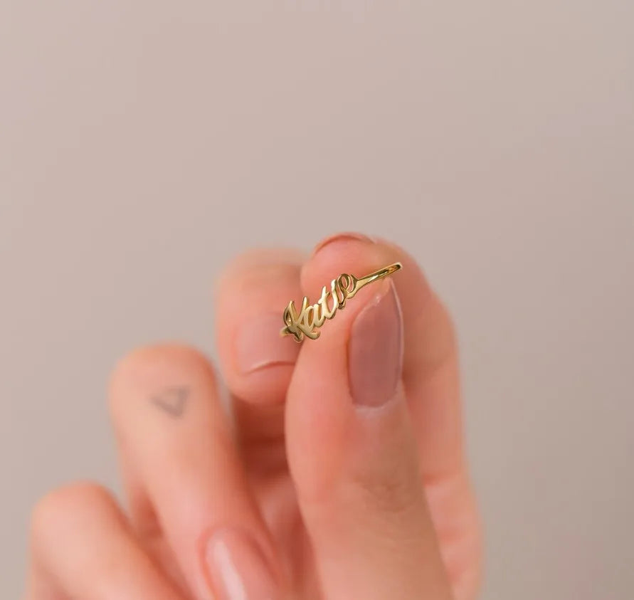 Durable stainless steel ring with engraved name or initials