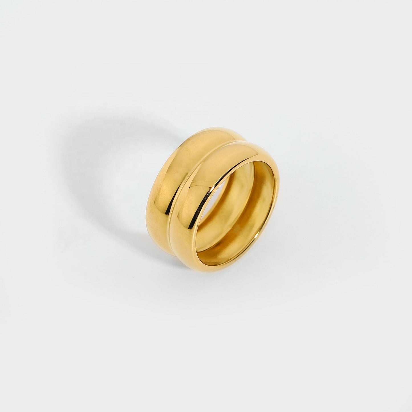 Double layer stainless steel ring with vacuum plating for women